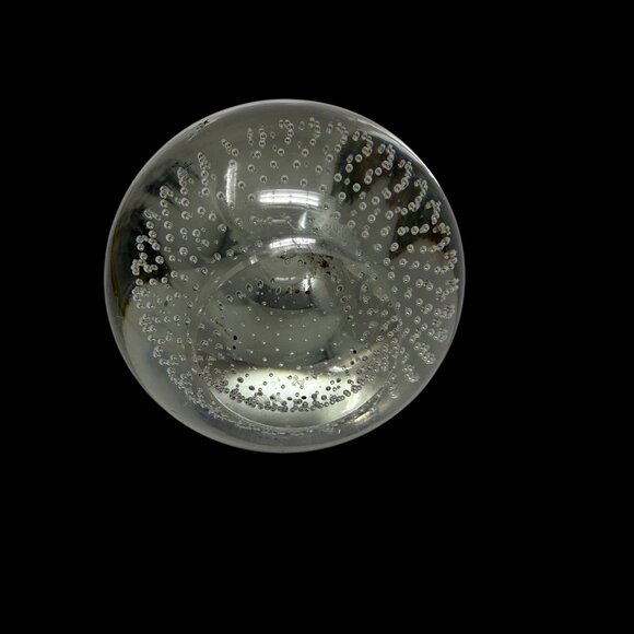 VTG Clear Art Glass Pear Paperweight Bullicante Controlled Bubbles Bolle Studio - Picture 5 of 8